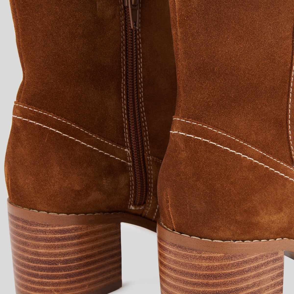 Bottines à talon, Cuir responsable camel, MONOPRIX