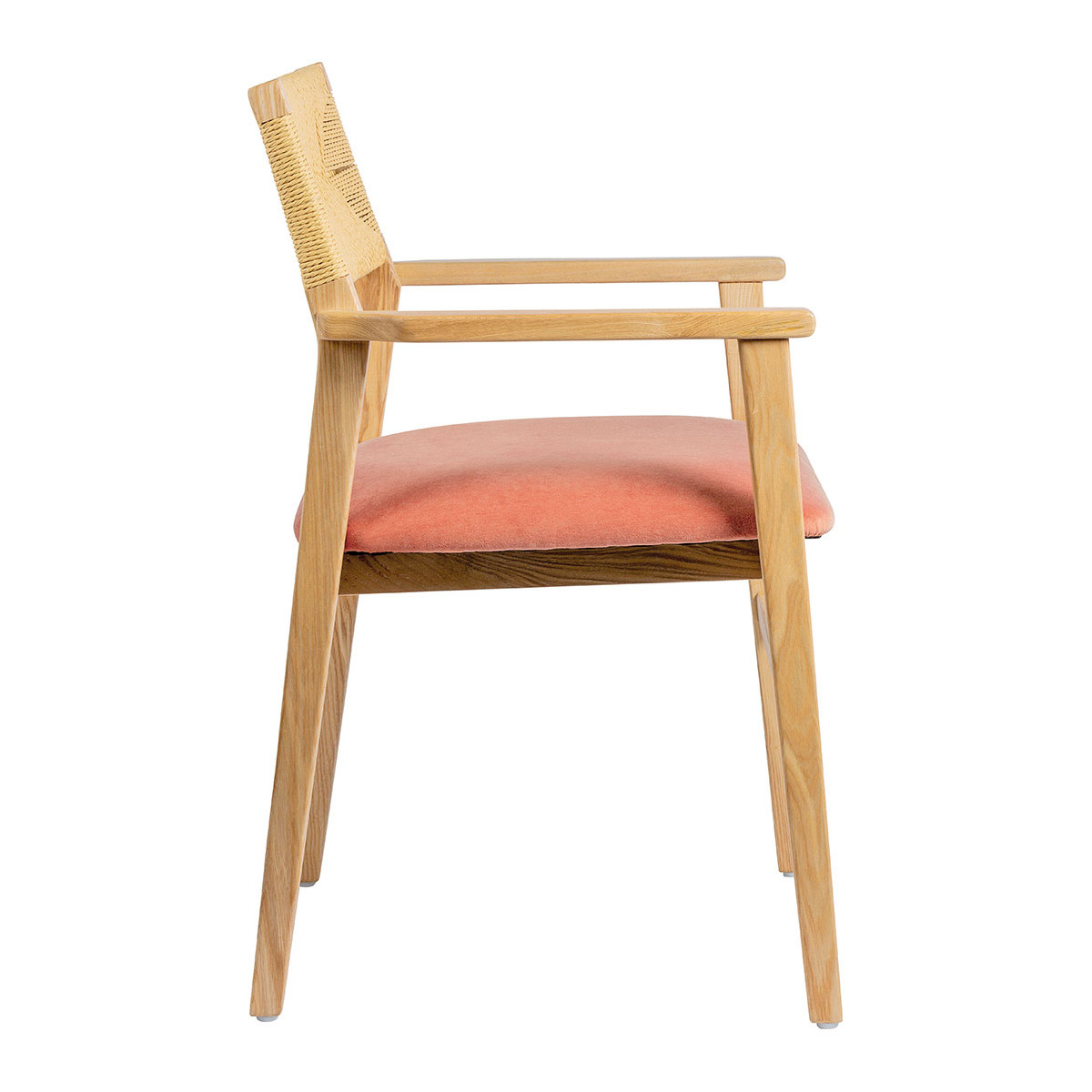 Chaise PALOMA velours finition bois blond rose, BLANC D’IVOIRE