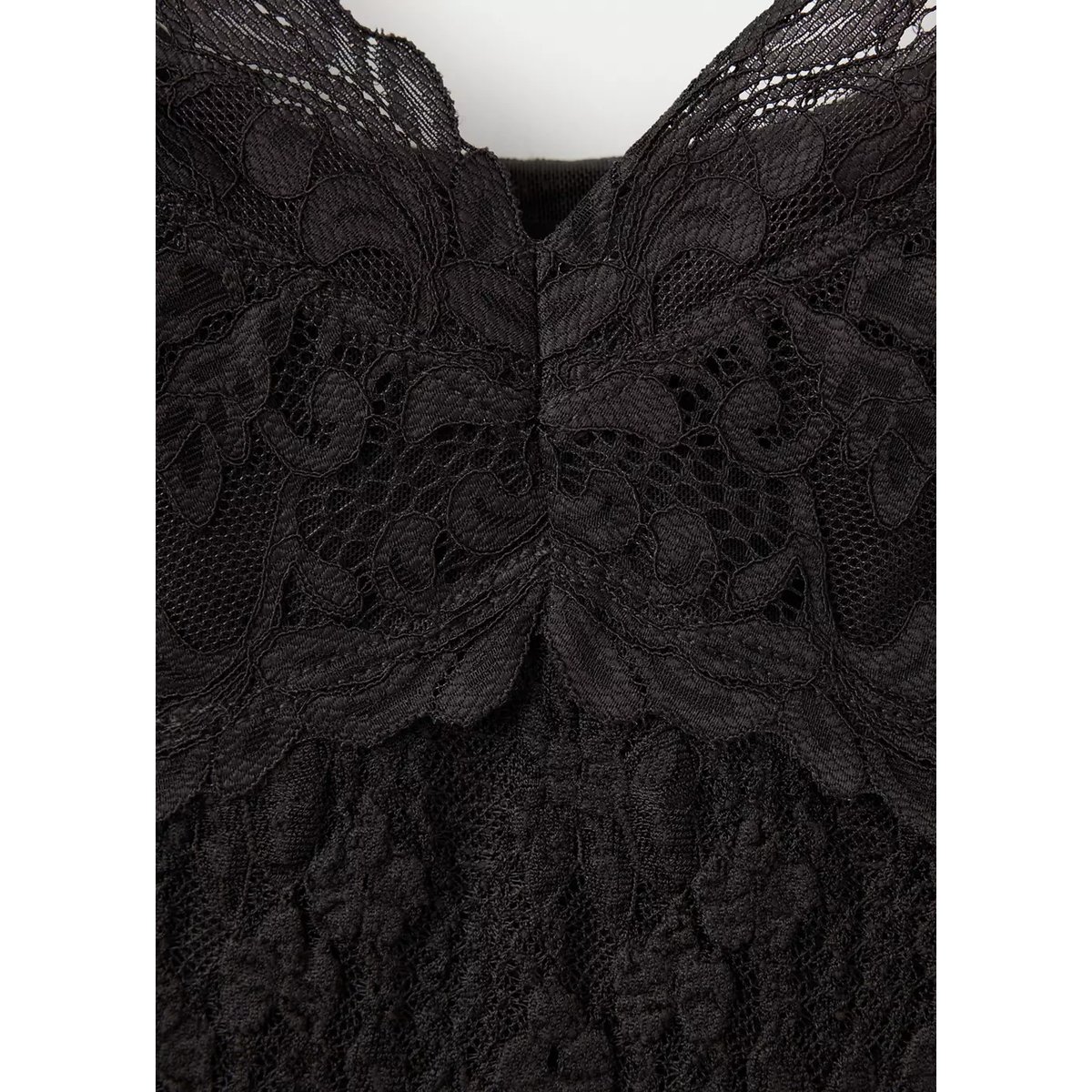 Robe Dentelle décolleté en V chocolat, MANGO