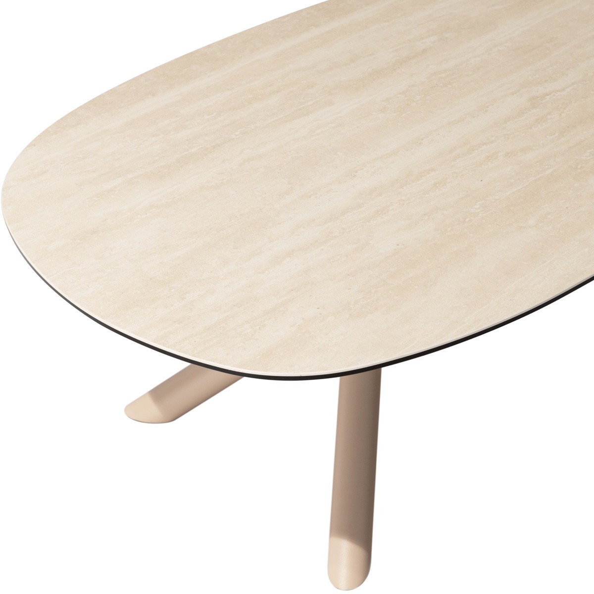 Table basse ovale en céramique effet Travertin - TUNDRA travertin, HOMIFAB