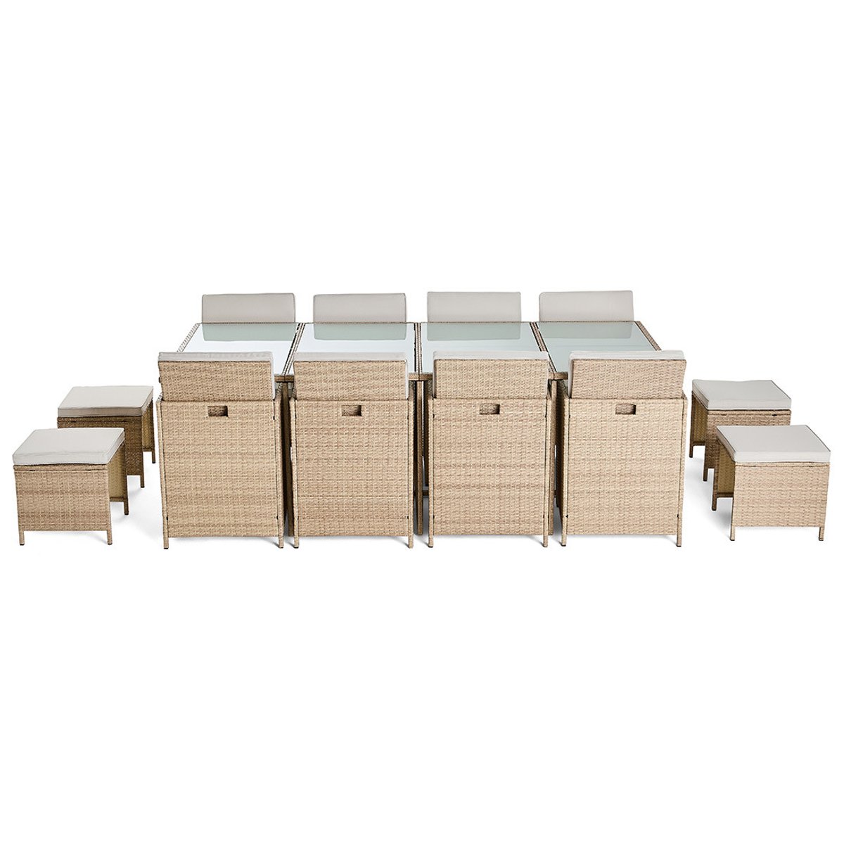 Salon de jardin encastrable 12 places, FIRA beige, BEST MOBILIER