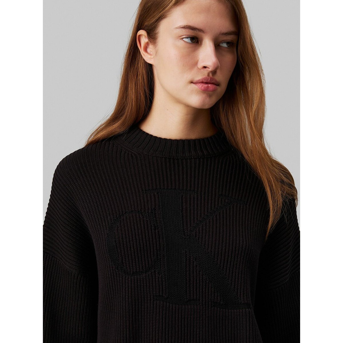 Sweat col rond manches longues noir, CALVIN KLEIN JEANS