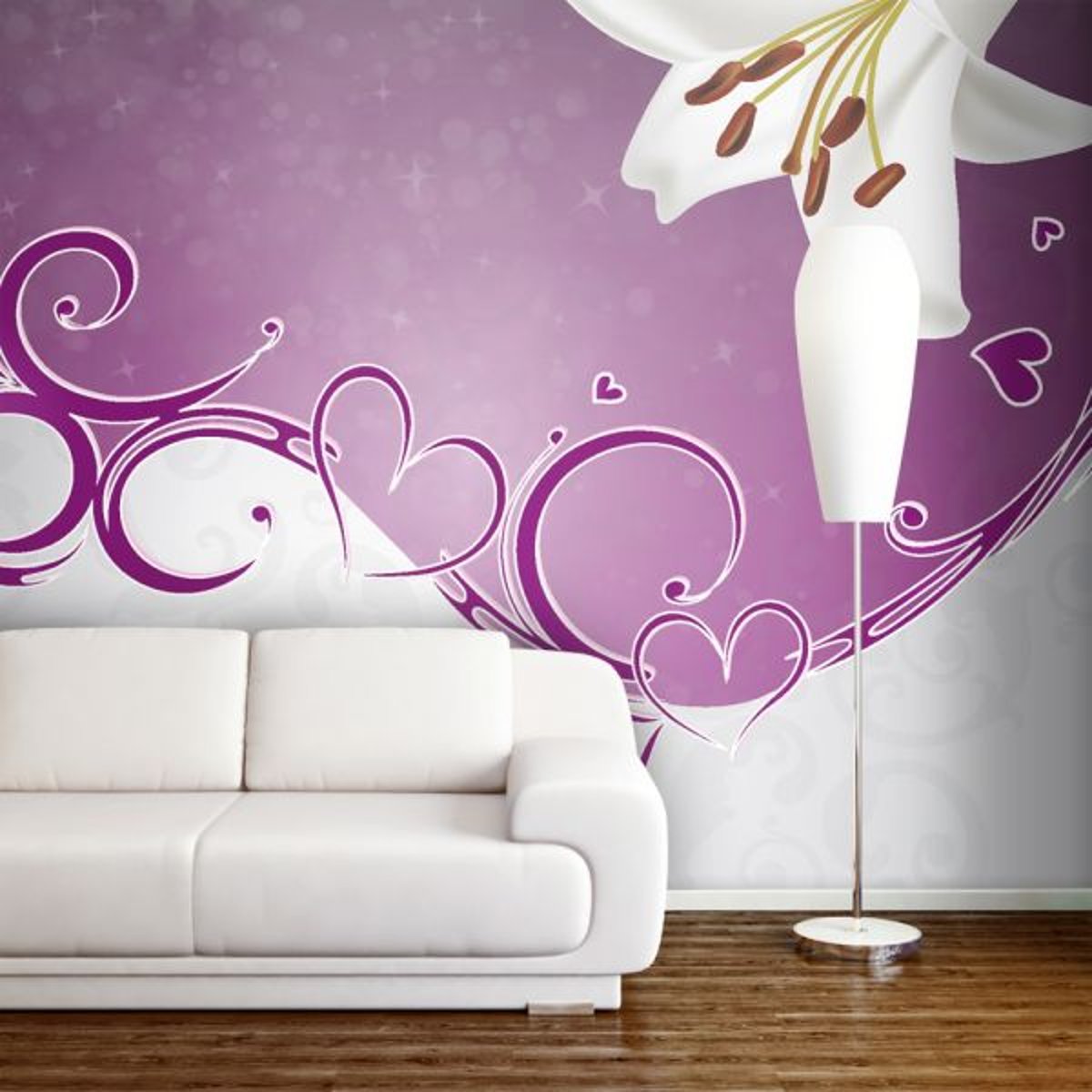 Papier peint intissé panoramique Fleurs Joyfulness violet, EDEN
