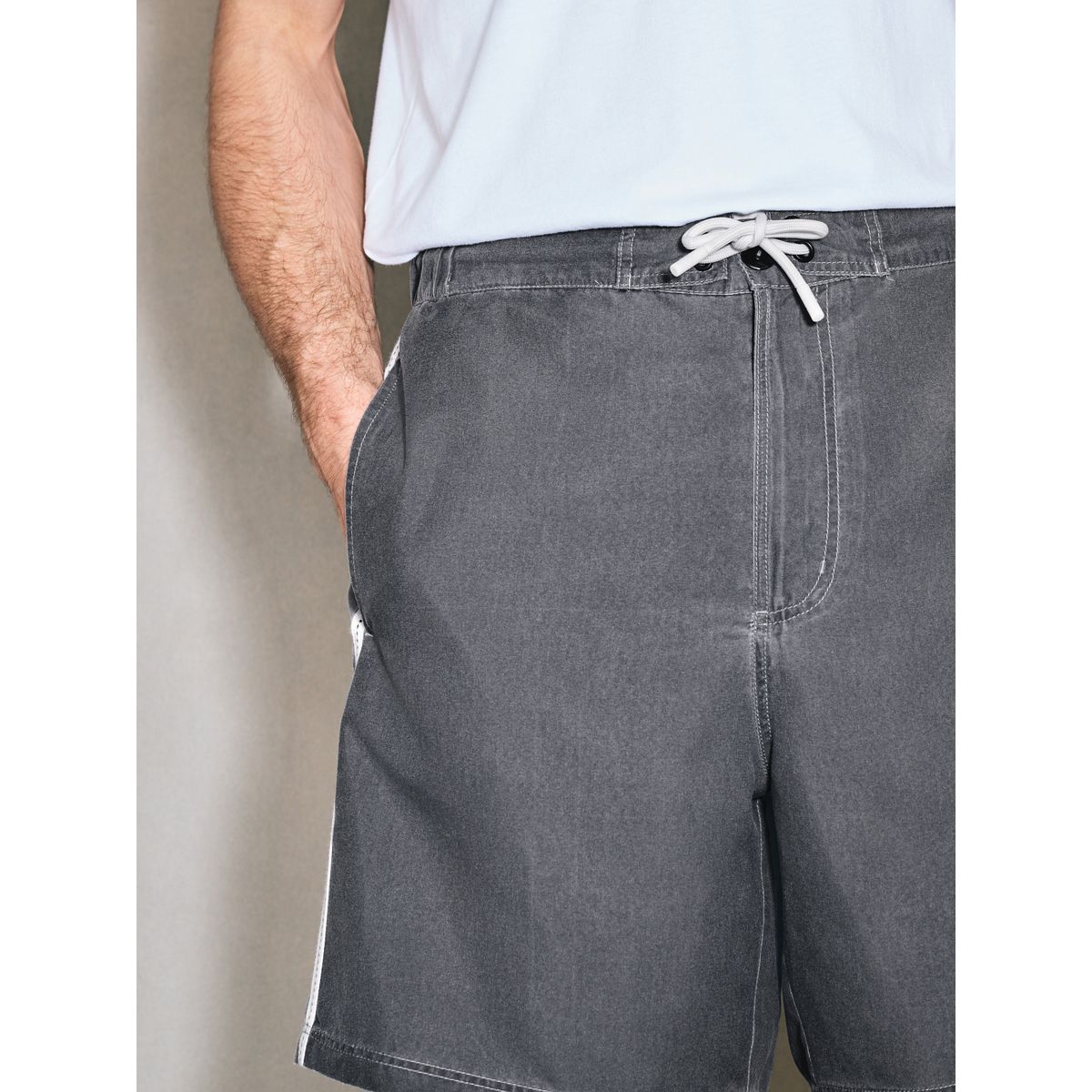 Boardshort à bande latérale edit noir/gris, NEXT