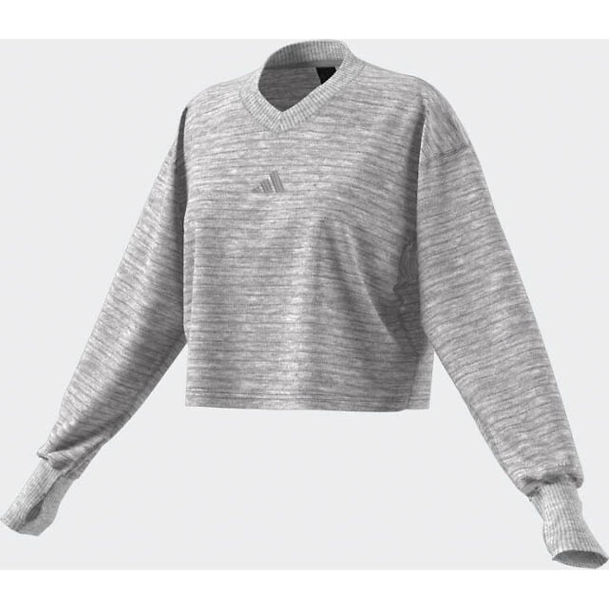 All Season Sweatshirt in Cotton Mix with Ribbed V-Neck grey, ADIDAS SPORTSWEAR