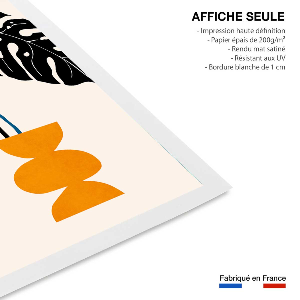 Affiche graphique ""plante en pot"" affiche seule, HEXOA
