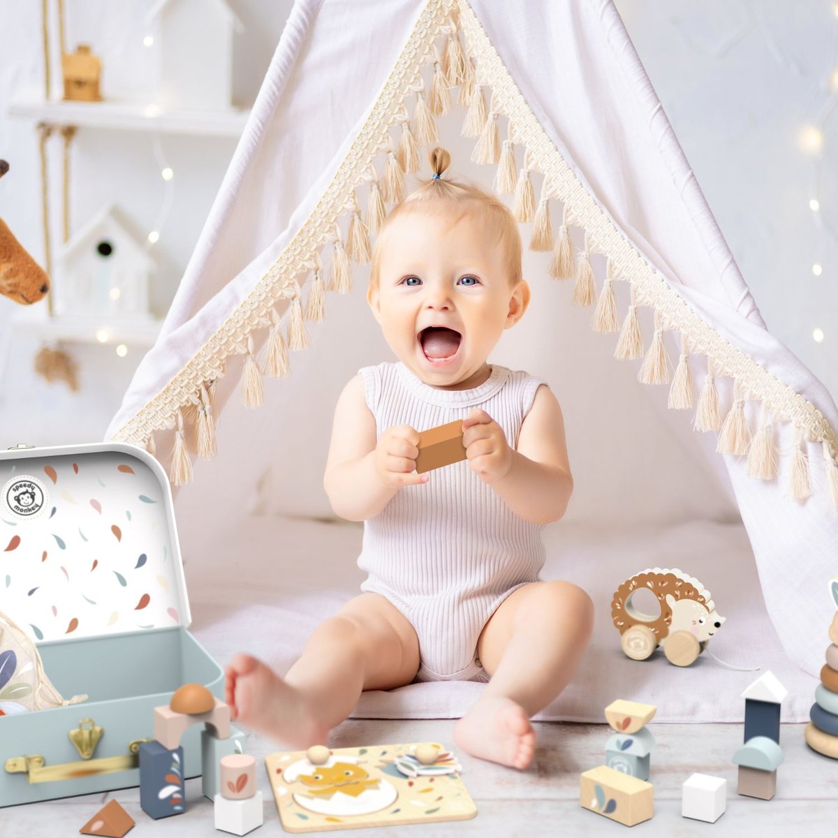 Coffret Ma première boîte à jouets multicolore, SPEEDY MONKEY