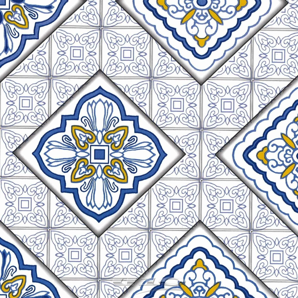 Nappe Toile cirée au mètre Malaga bleu bleu, EDEN