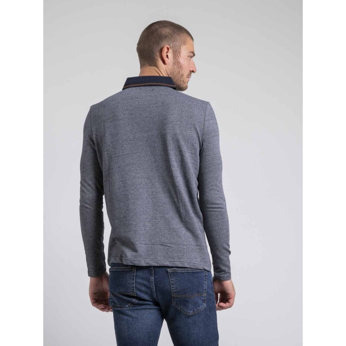 Polo Manches Longues Pur Coton Pivalmox bleu marine, RITCHIE