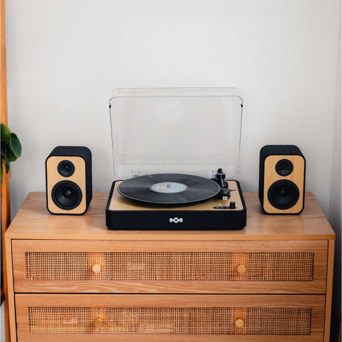 Platine vinyle avec enceintes - Pack Revolution bois, noir, MARLEY