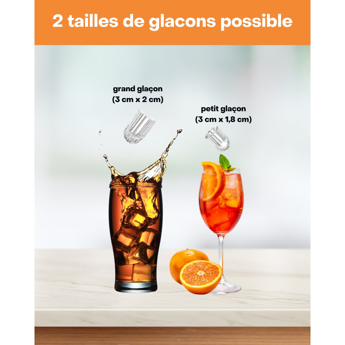 Machine à glaçons électrique portable – Glaçons en 6 min pour apéros et cocktails – 12Kg/24h – Réservoir 1,3 L gris, SENYA