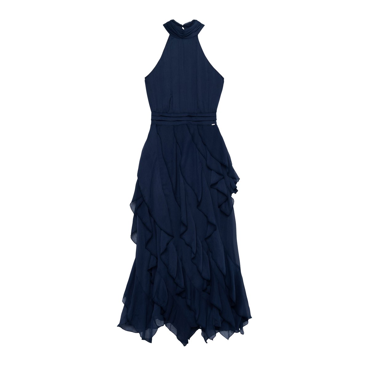 Robe longue vaporeuse à volants violet aubergine, IKKS