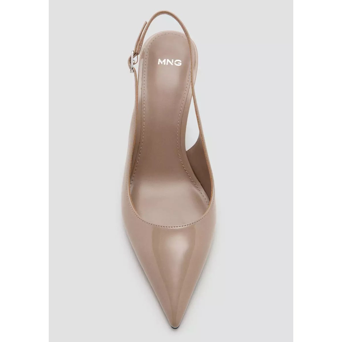 Chaussures à talon en cuir vernis nude, MANGO