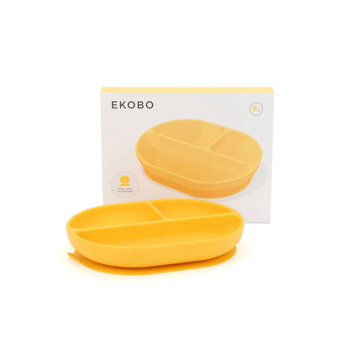 Assiette compartimentée à ventouse en silicone BAMBINO jaune mimosa, EKOBO