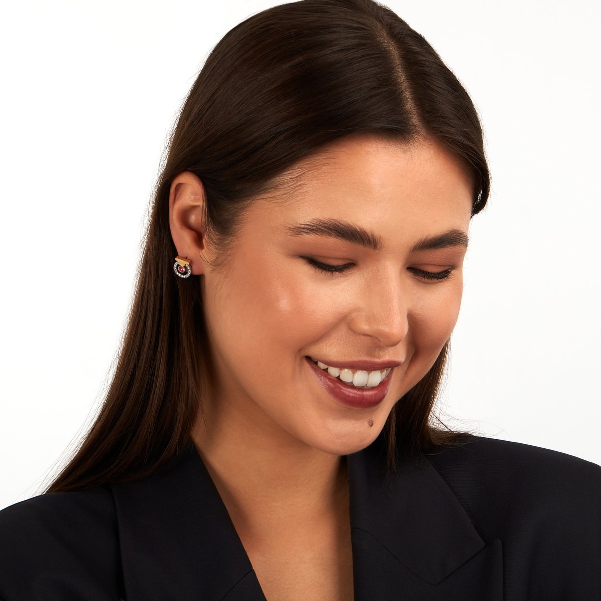 Boucles D'Oreilles en acier, cristaux, T-LOGO argent, or, rose, TRUSSARDI