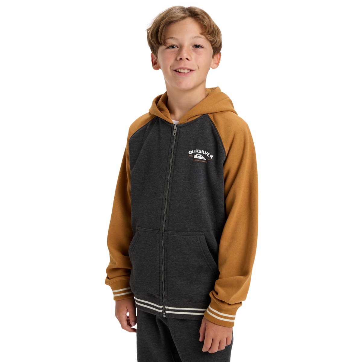 Sweat à capuche zippé KNOWLEDGE AREA marron almond, QUIKSILVER