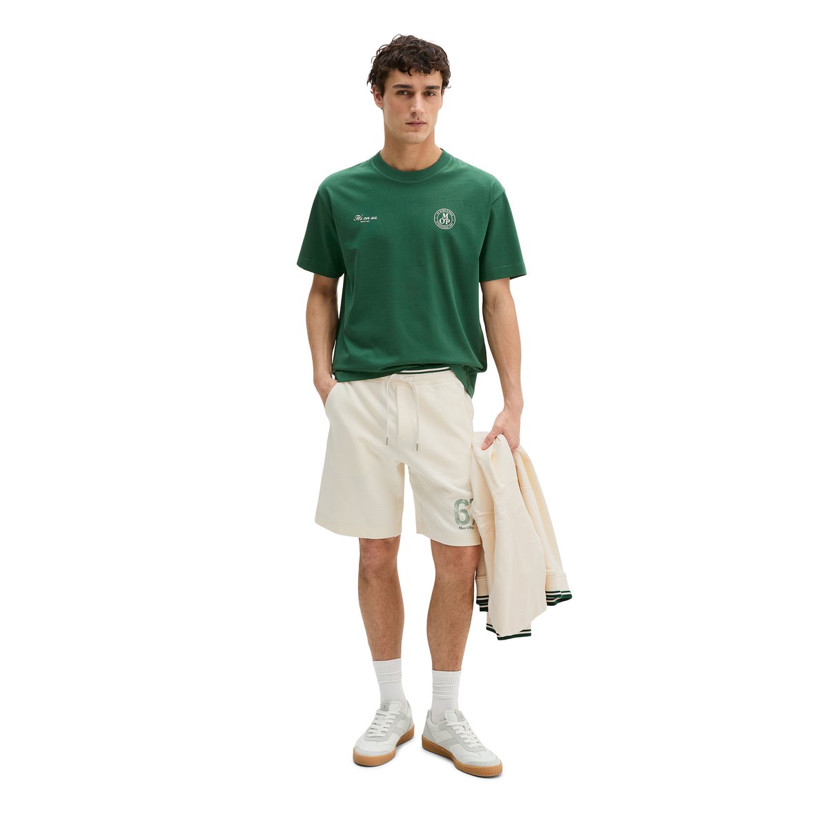 MOP Club '67 Football T-shirt, jersey lourd, oversize avec un grand imprimé au dos vert fonce, MARC O'POLO