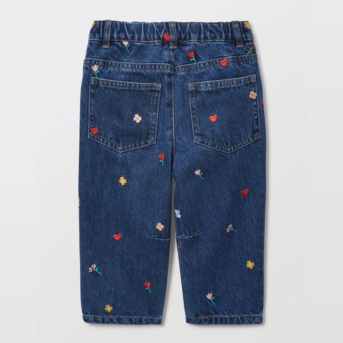 Jean taille élastique brodé en coton BIO GOTS multi co, BOUT'CHOU