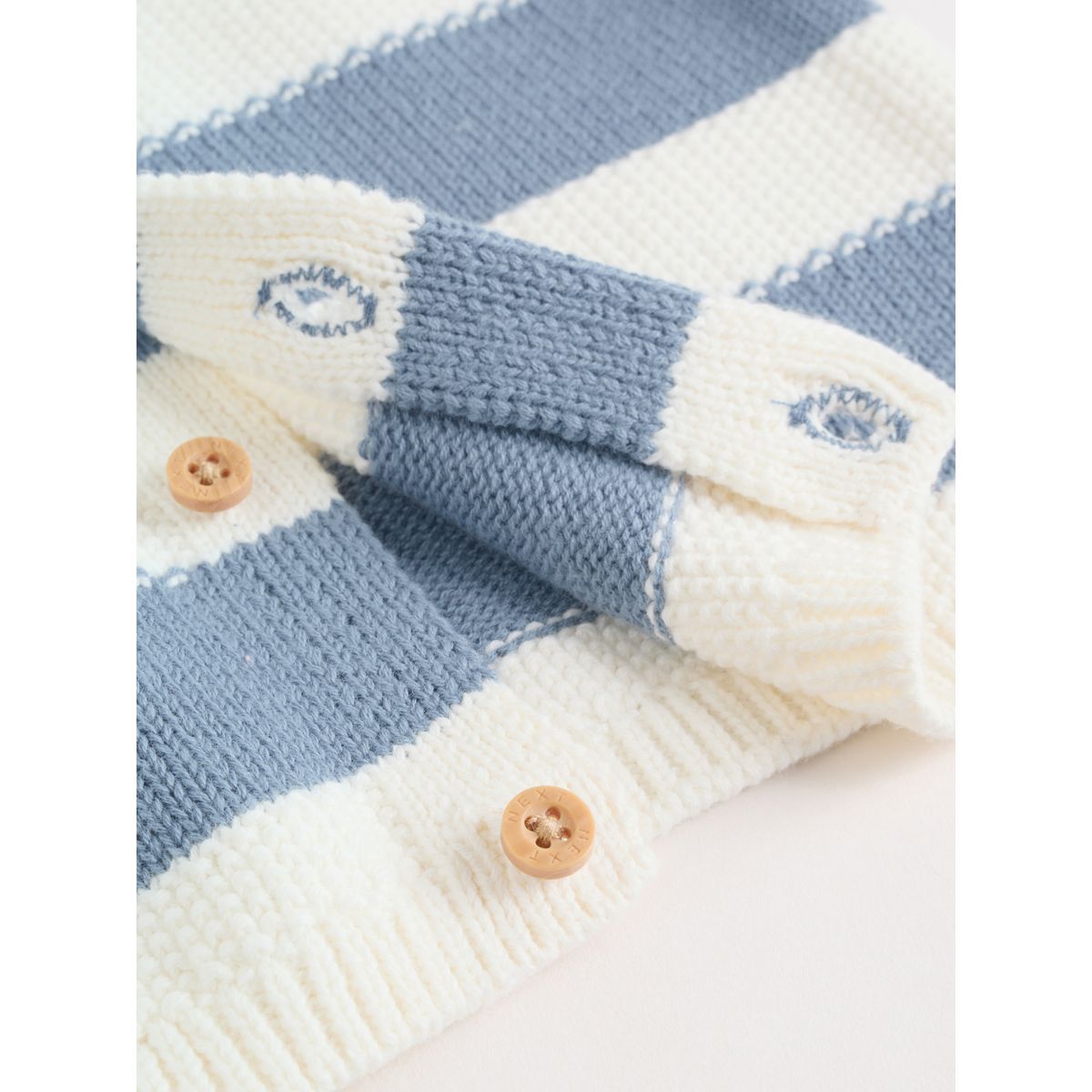 Ensemble short et haut en maille bébé rayures nautiques bleues, NEXT