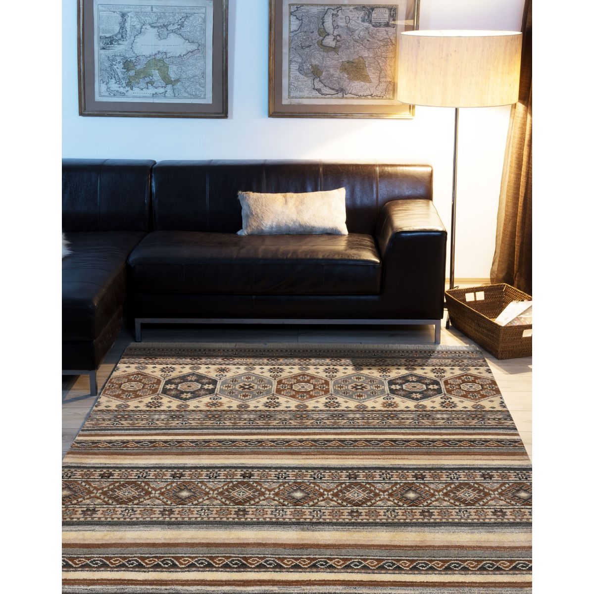 Tapis salon Royal Shaal, laine, sans franges naturel, THEKO