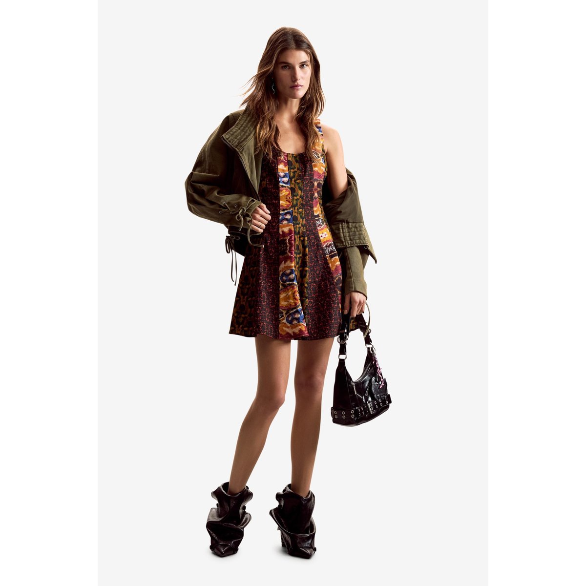 Robe à bretelles conçue par Mr. Christian Lacroix vert, DESIGUAL
