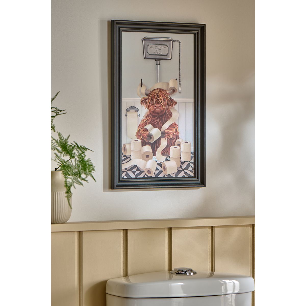 Déco murale vache hamish aux toilettes naturel, NEXT