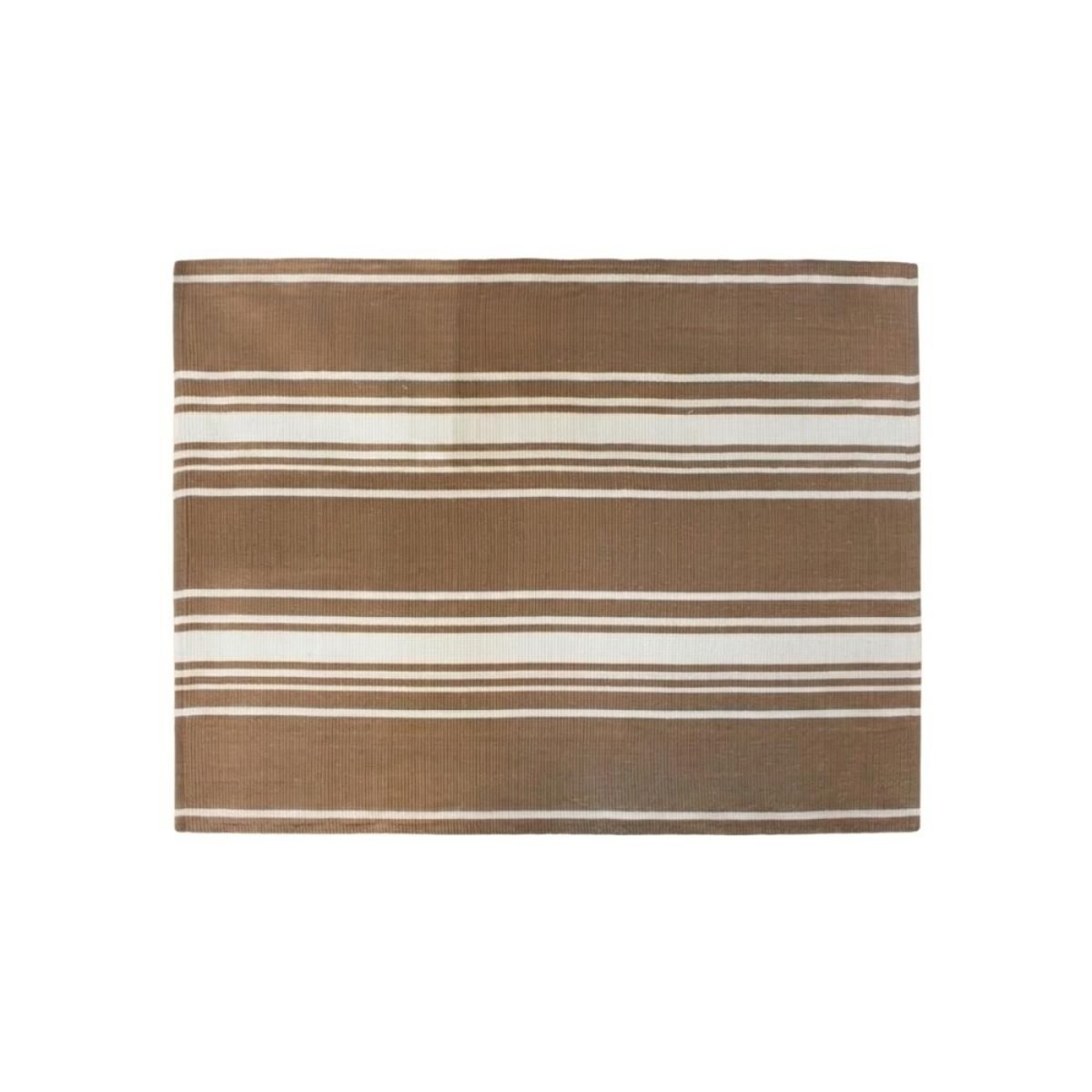Tapis coton imprimé rayé 120x160cm taupe, ORNAMI