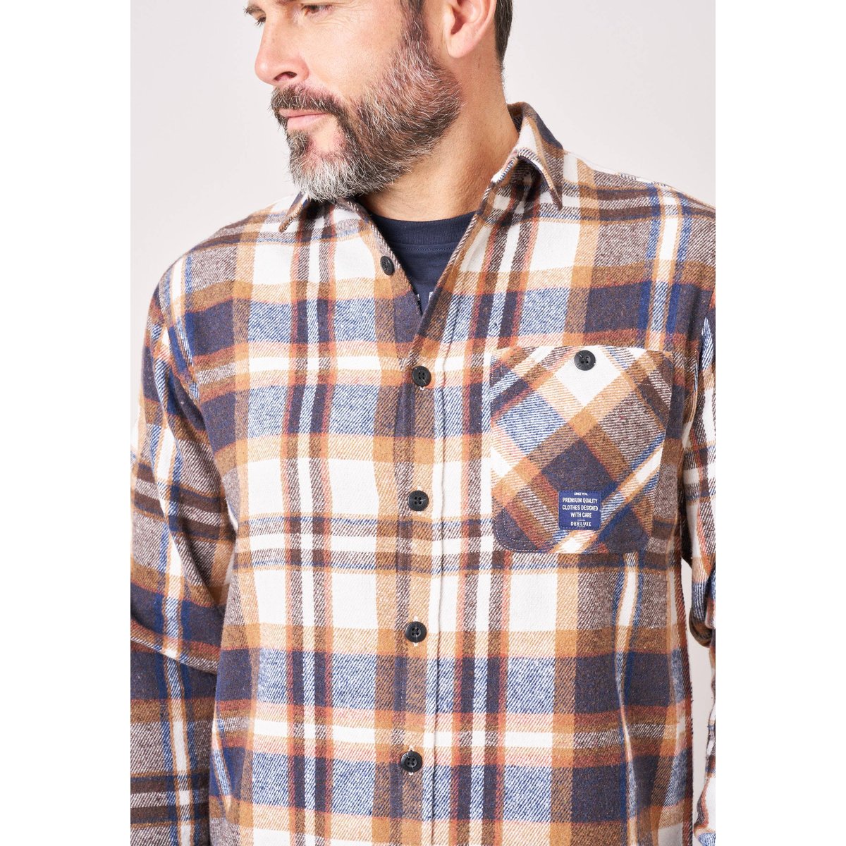 Chemise regular homme à carreaux DYANI mocha, DEELUXE