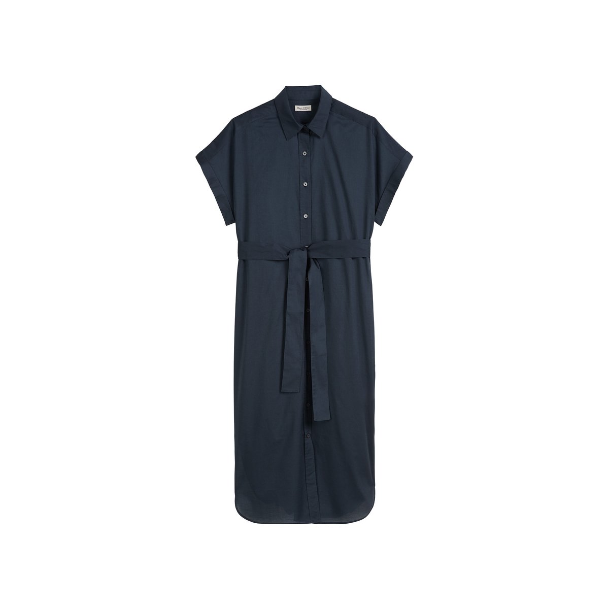 Robe chemisier relaxed en voile de coton léger bleu foncé, MARC O'POLO