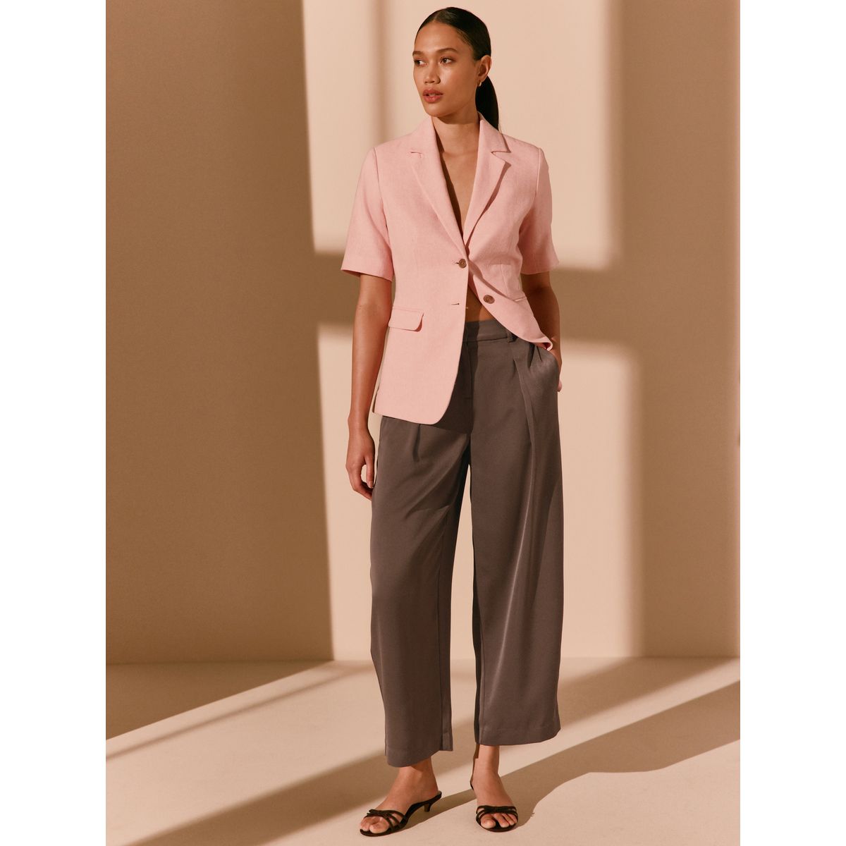 Pantalon bouffant en satin marron, NEXT