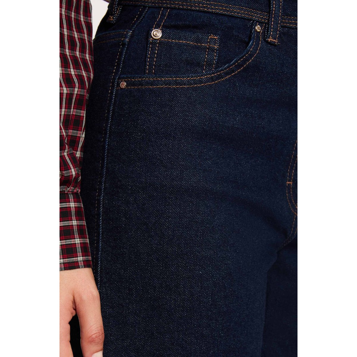 Jean droit taille haute denim brut, MORGAN
