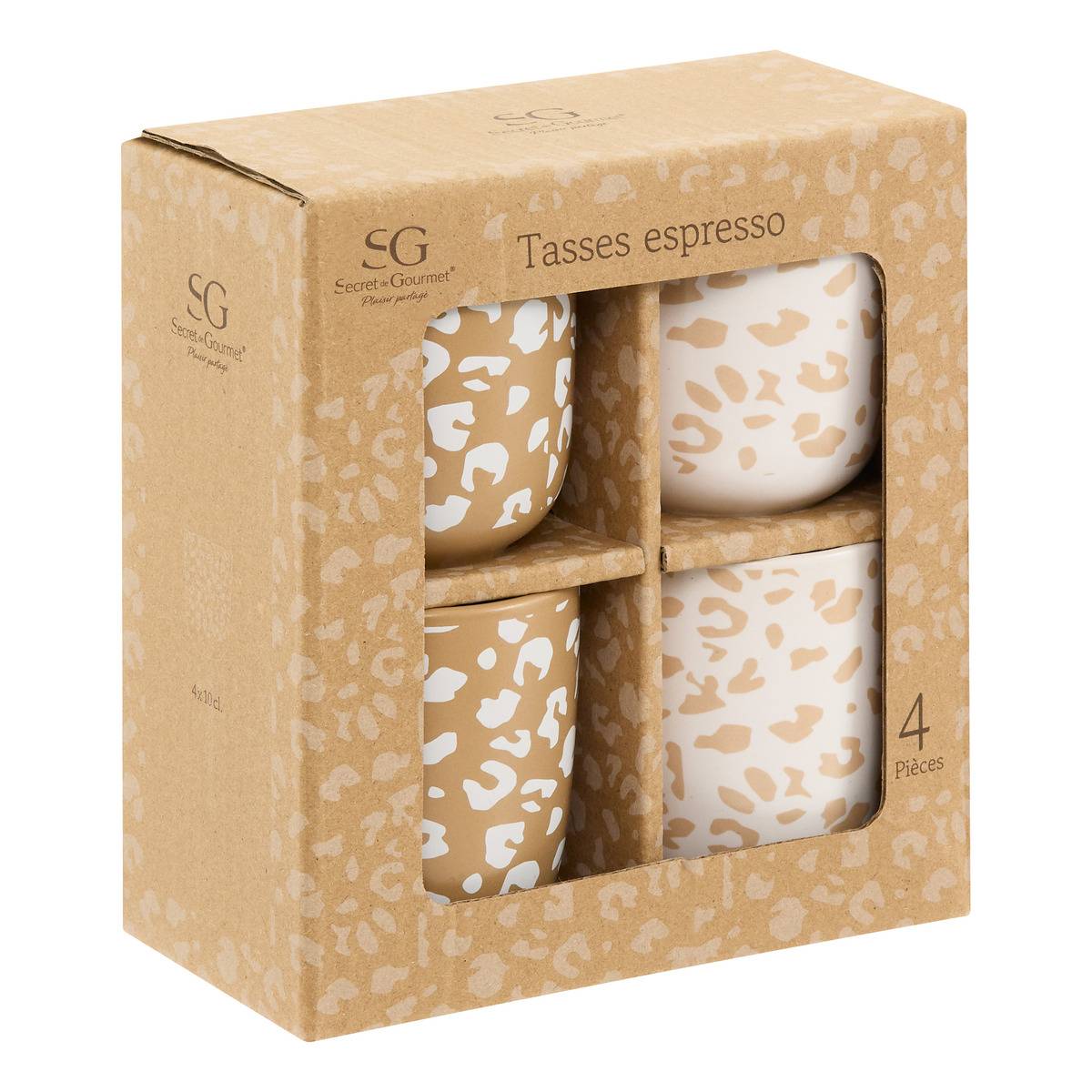 Coffret de 4 tasses LEOPARDI transparent, ATMOSPHERA