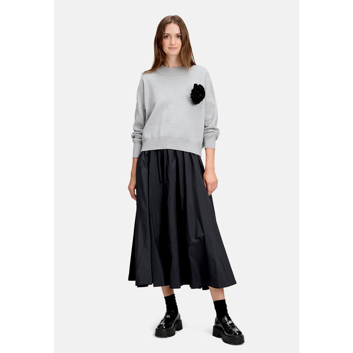 Pull-over en maille à encolure ronde gris clair, CARTOON