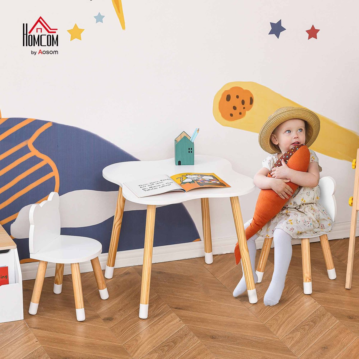 Ensemble table et chaises pour enfants MDF blanc, HOMCOM
