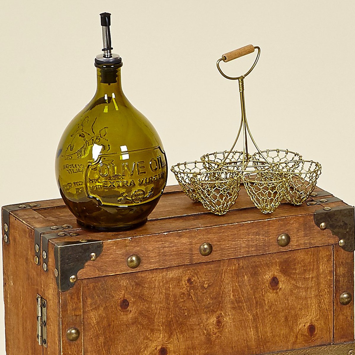 Huilier en verre vert 1L 12.5x12.5x24cm vert, WADIGA