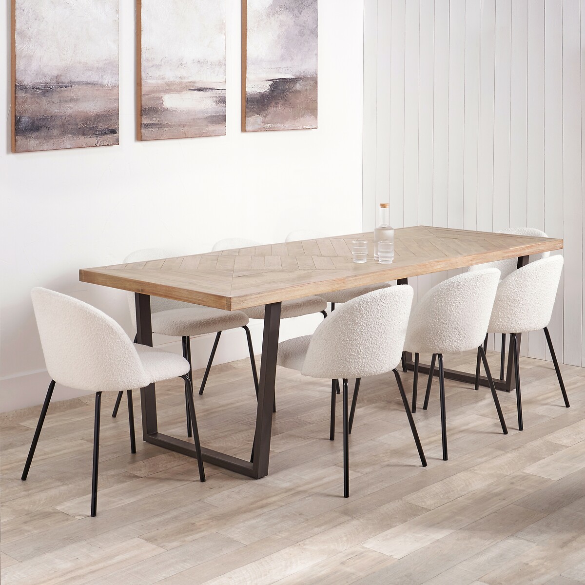 Marea Sand Wash Parquet Industrial Dining Table (Seats 8) acacia, ÉDITÉ