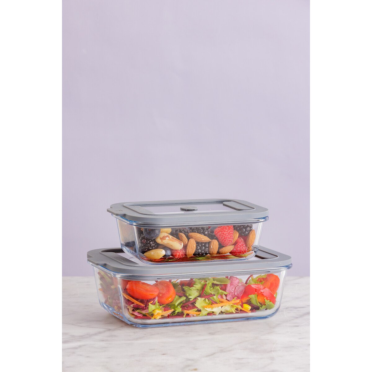 Set of 2 Fresh Storage Food Containers transparent, KILNER