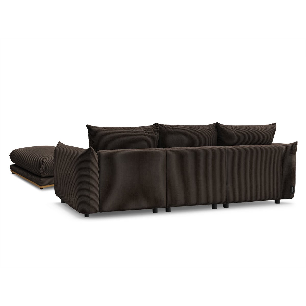 Canapé droit fixe 3 places en velours côtelé avec pouf, ERNEST marron, BOBOCHIC