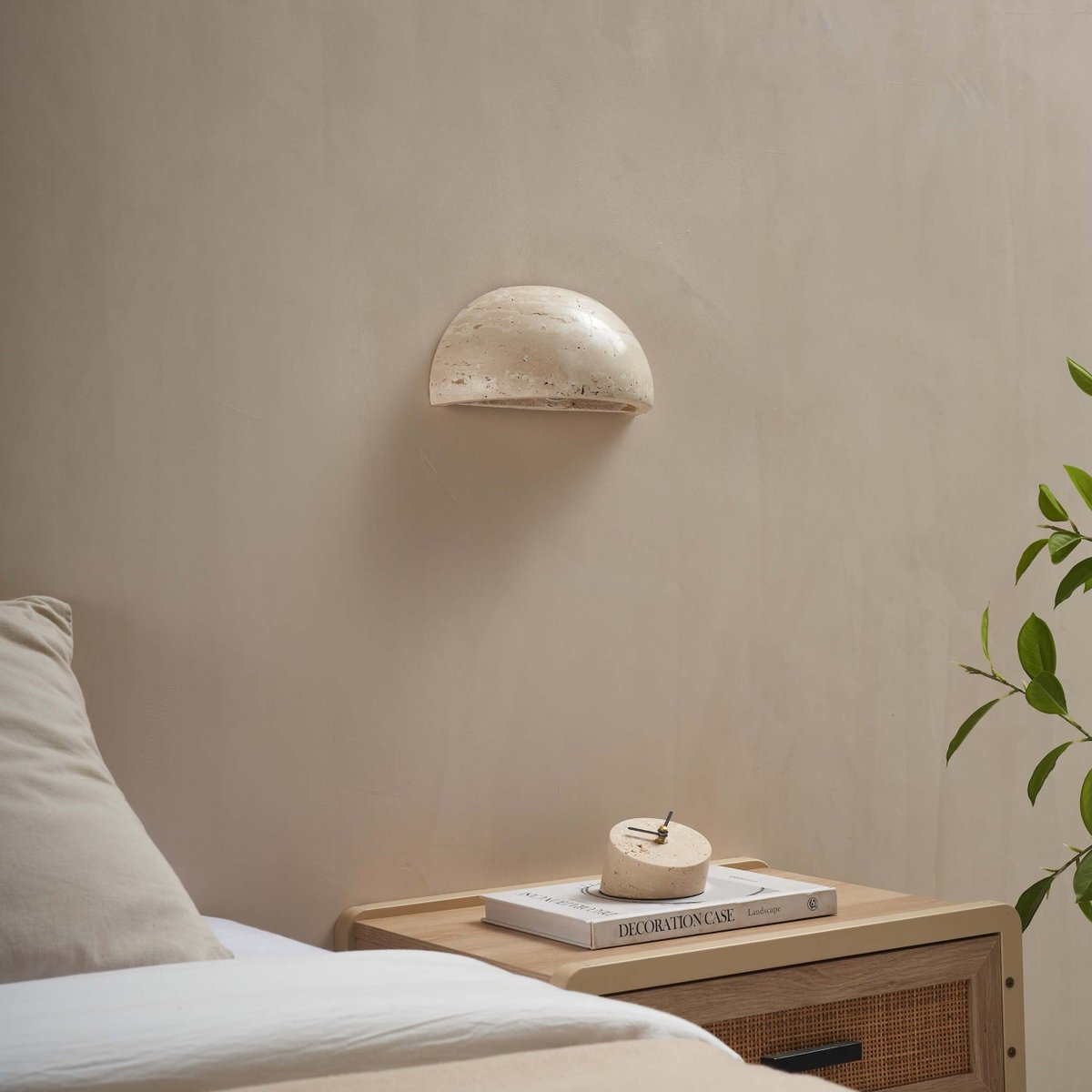 Applique LED demi-sphère travertin - SÈVE beige, KOSILUM
