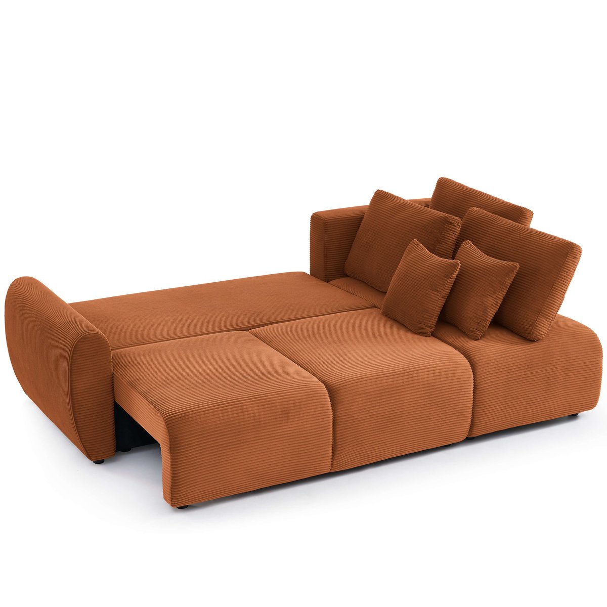 Canapé d'angle convertible velours  DANILO terracotta, BAÏTA