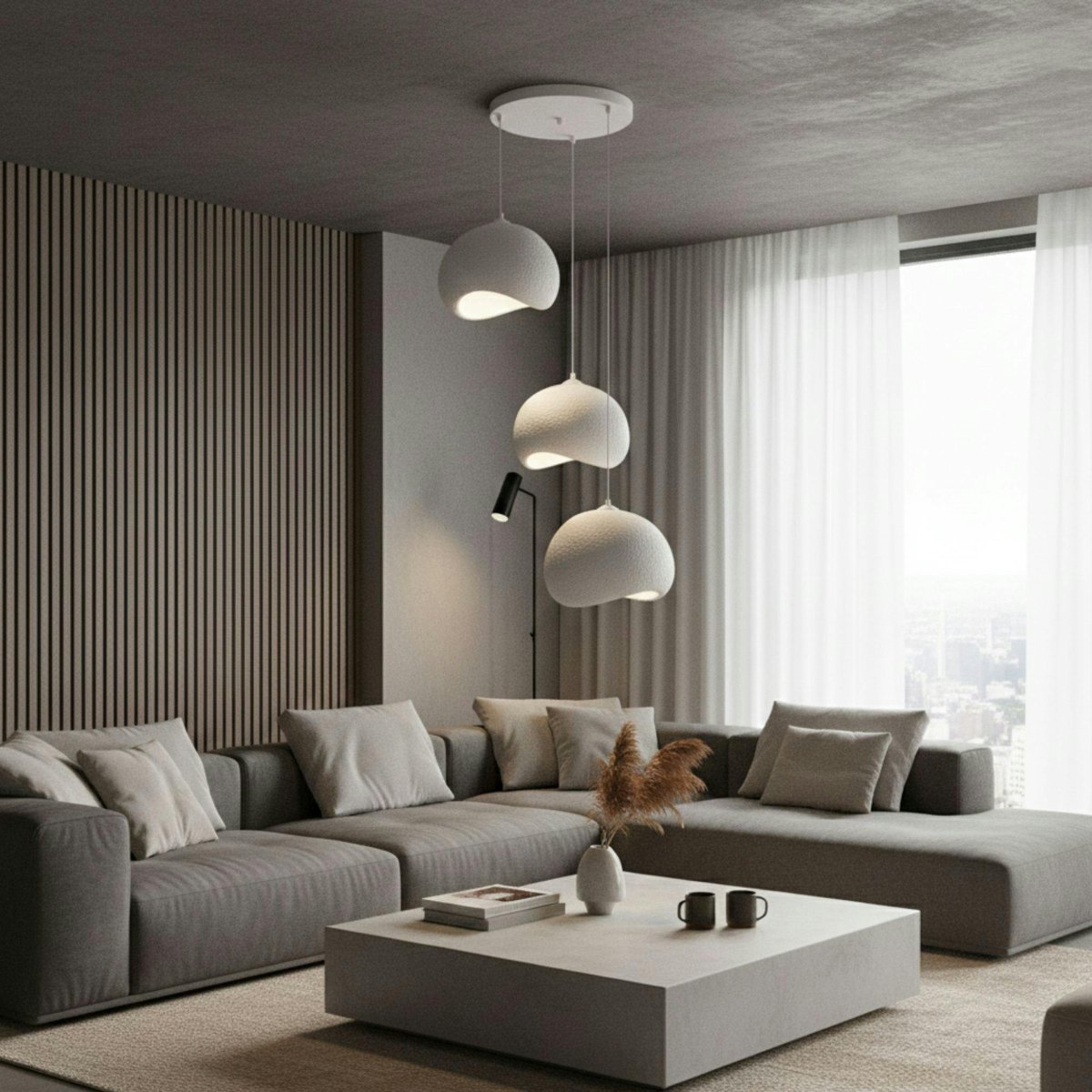 Suspension blanche étagée 3 lampes 55 cm NOXIS blanc, PIER IMPORT