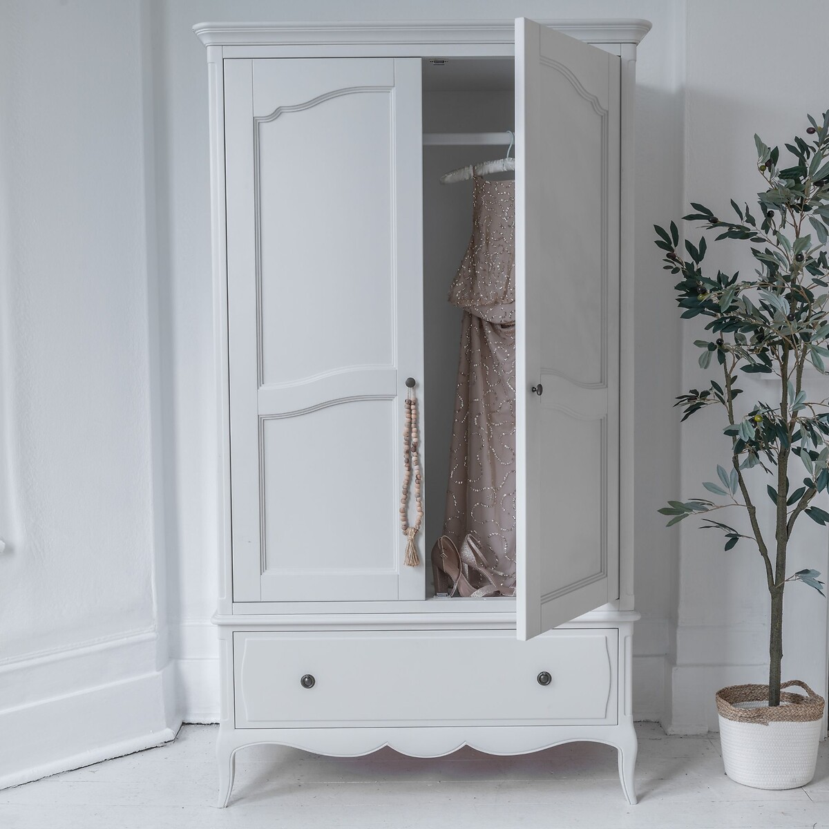 Amelie French-Style 2 Door Wardrobe grey white , WILLIS & GAMBIER