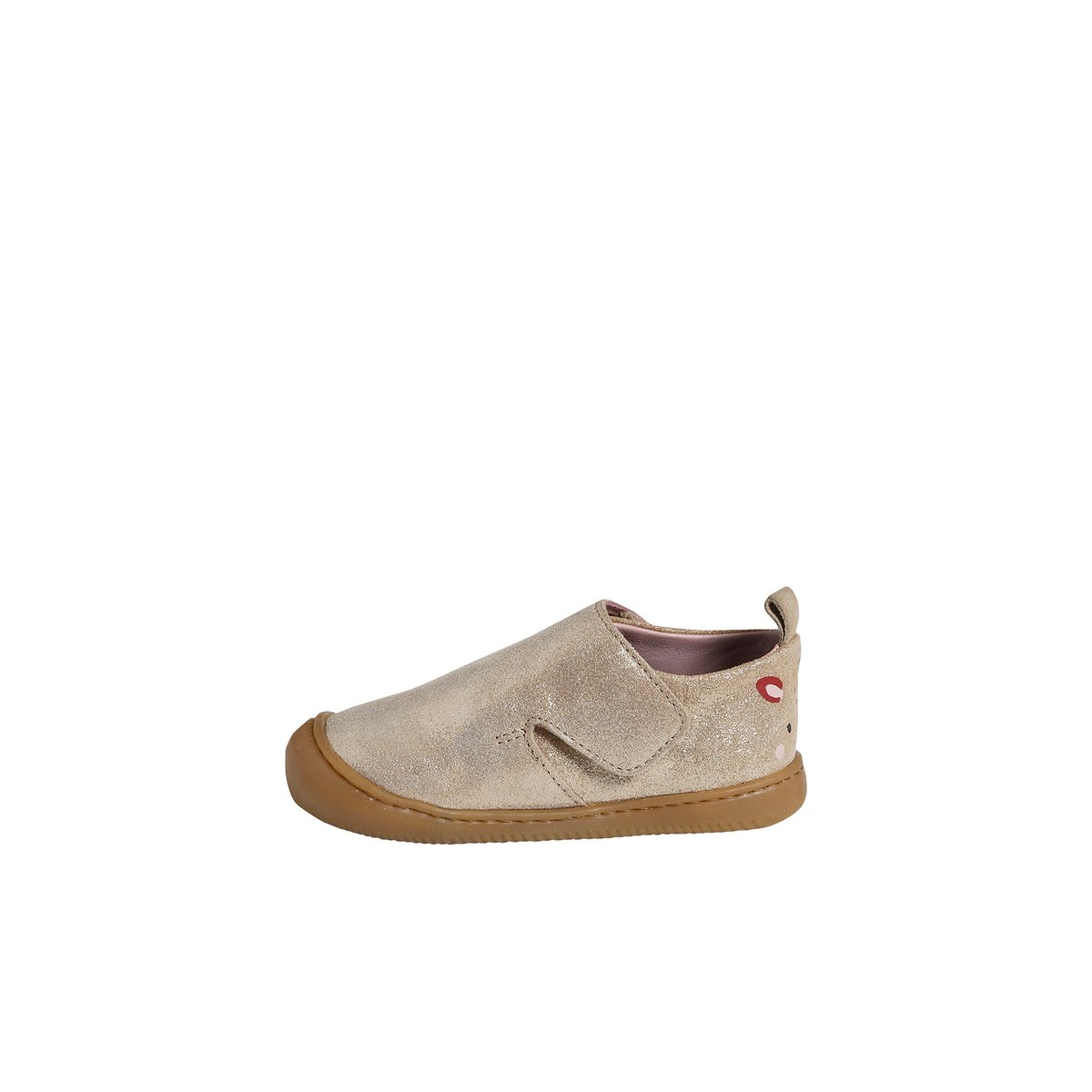 Chaussons à scratchs cuir souple bébé or, VERTBAUDET