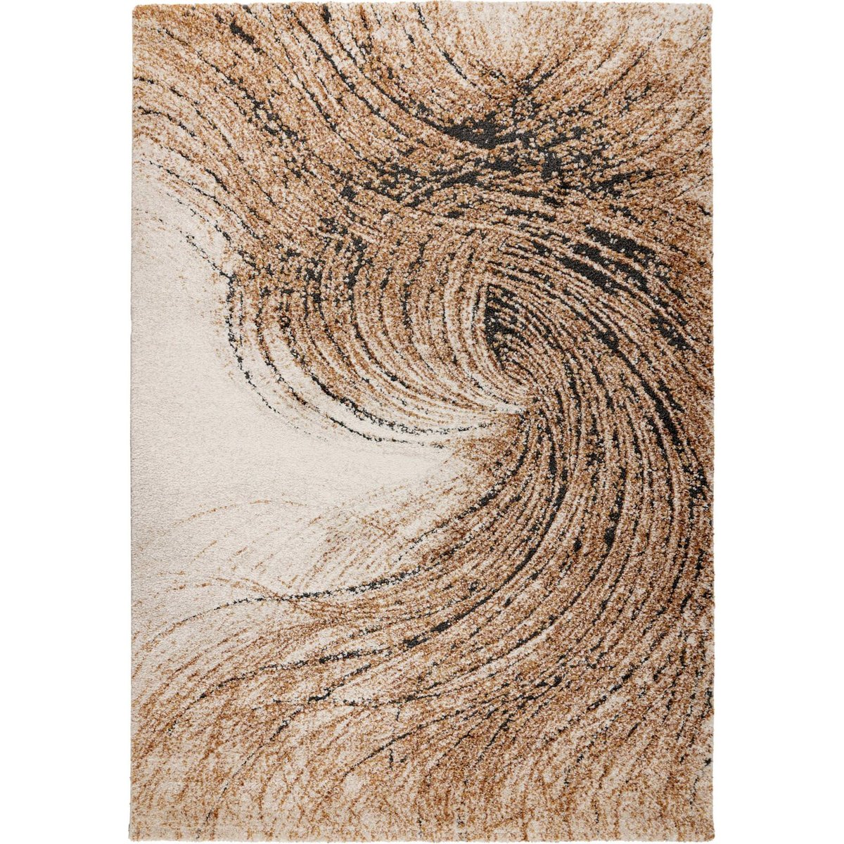 Tapis rectangulaire à motifs, Firenze beige crème avec tourbillon terra et noir, ARTE ESPINA