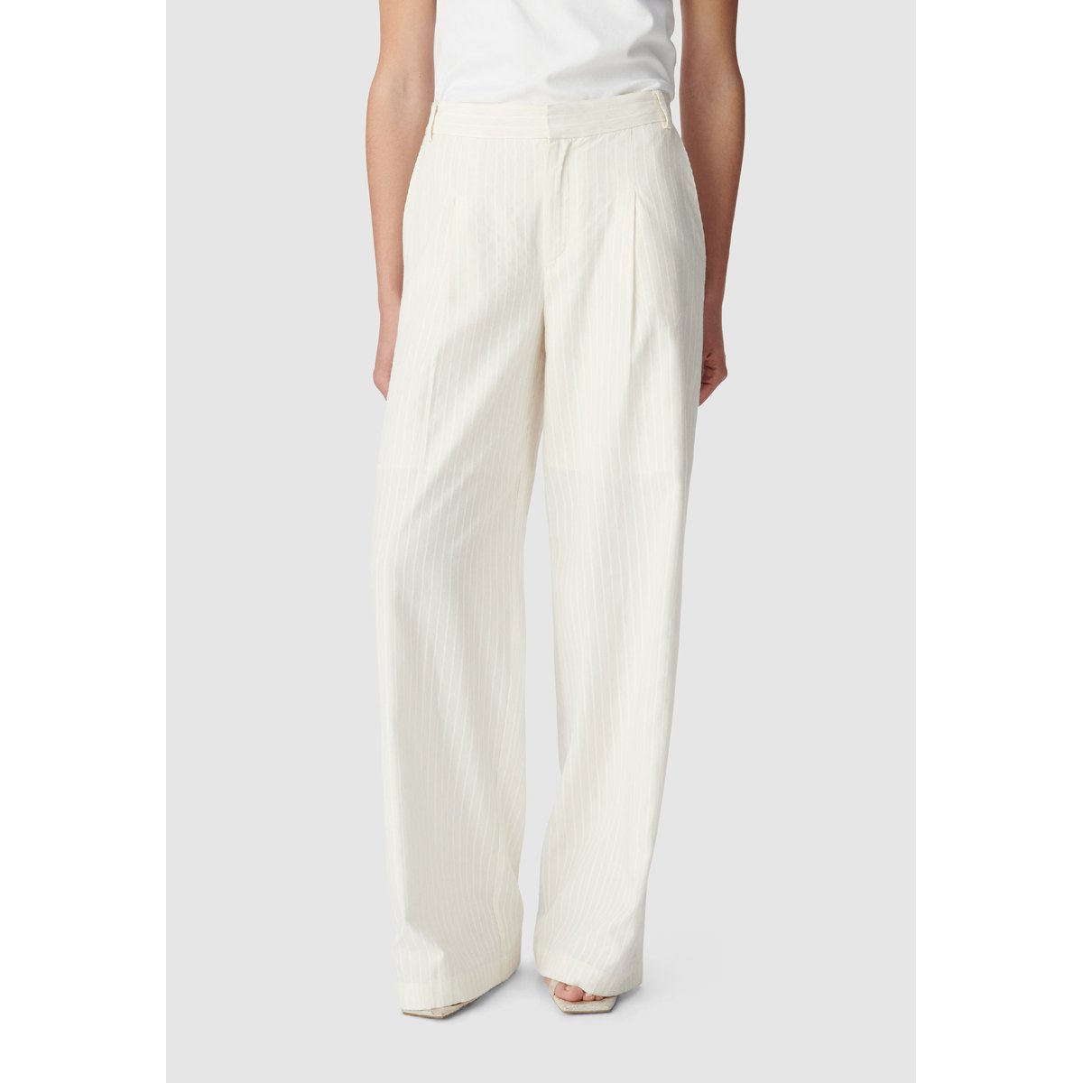 Pantalon de tailleur motif rayures ecru, IKKS