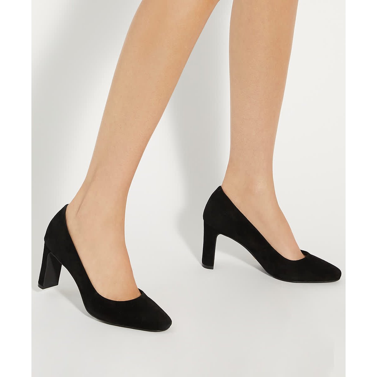 Escarpins à talons carrés hauts coupe large - Wide Fit ARRIVING black-suede, DUNE LONDON