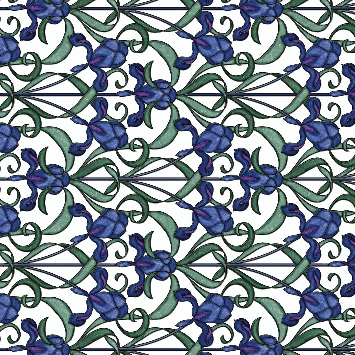 Adhésif décoratif pour vitres Fleurs d'iris bleu, ART FOR THE HOME