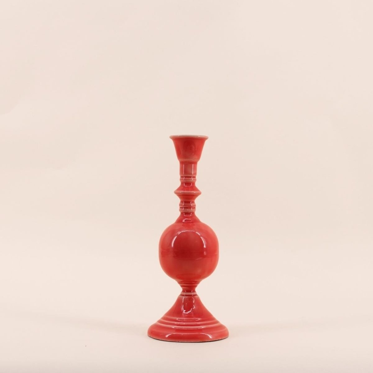 Bougeoir vintage en métal laqué 25cm rose, HASHTAG DECO