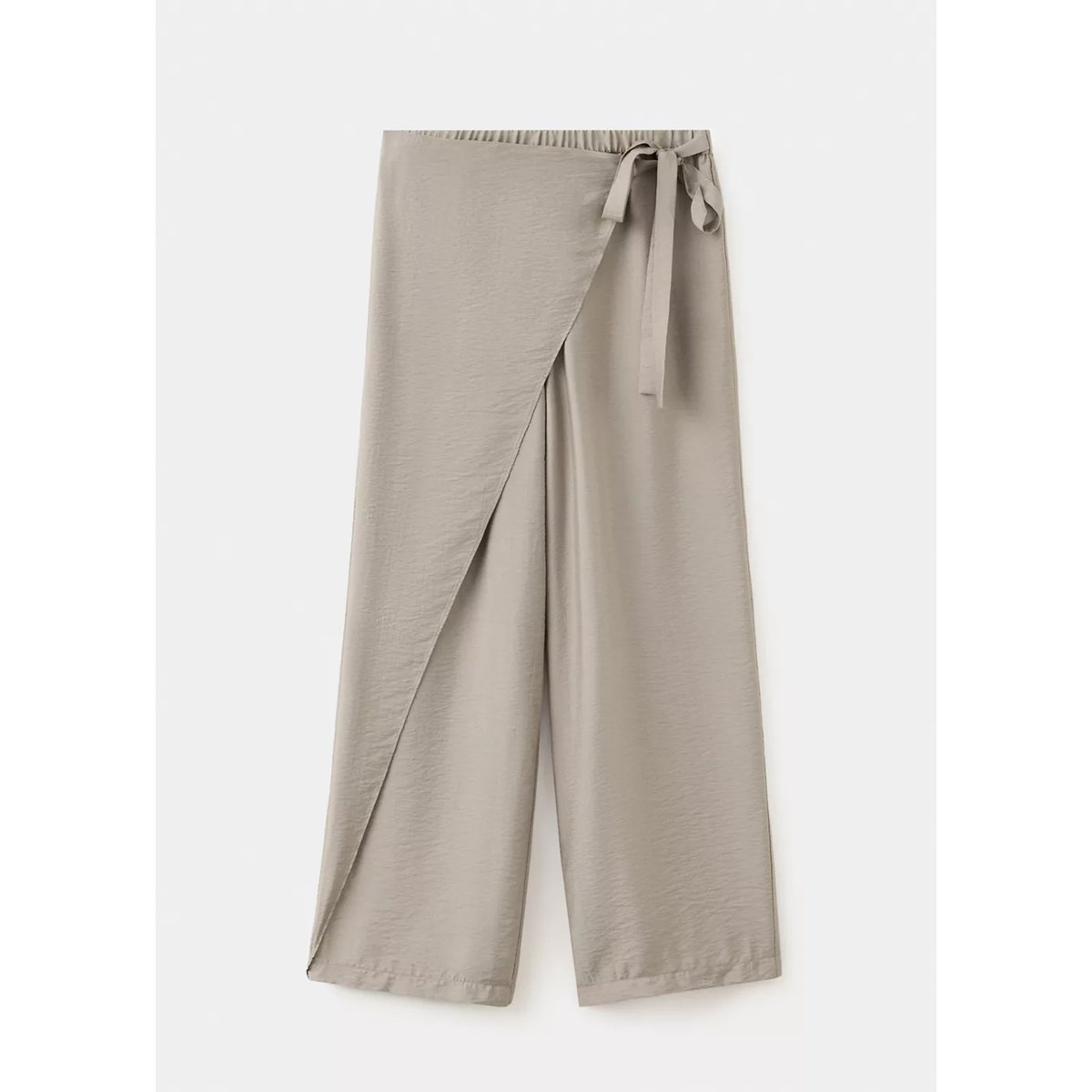 Pantalon wide leg paréo marron moyen, MANGO TEEN