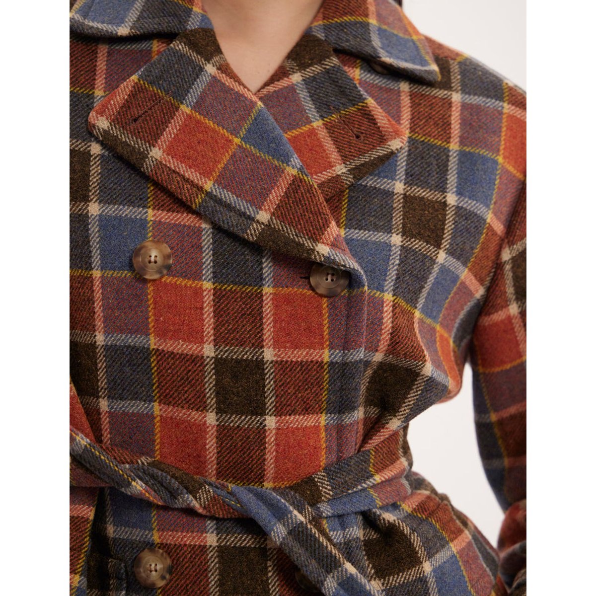 Manteau Romaric multicolore à carreaux rust multico, INES DE LA FRESSANGE PARIS